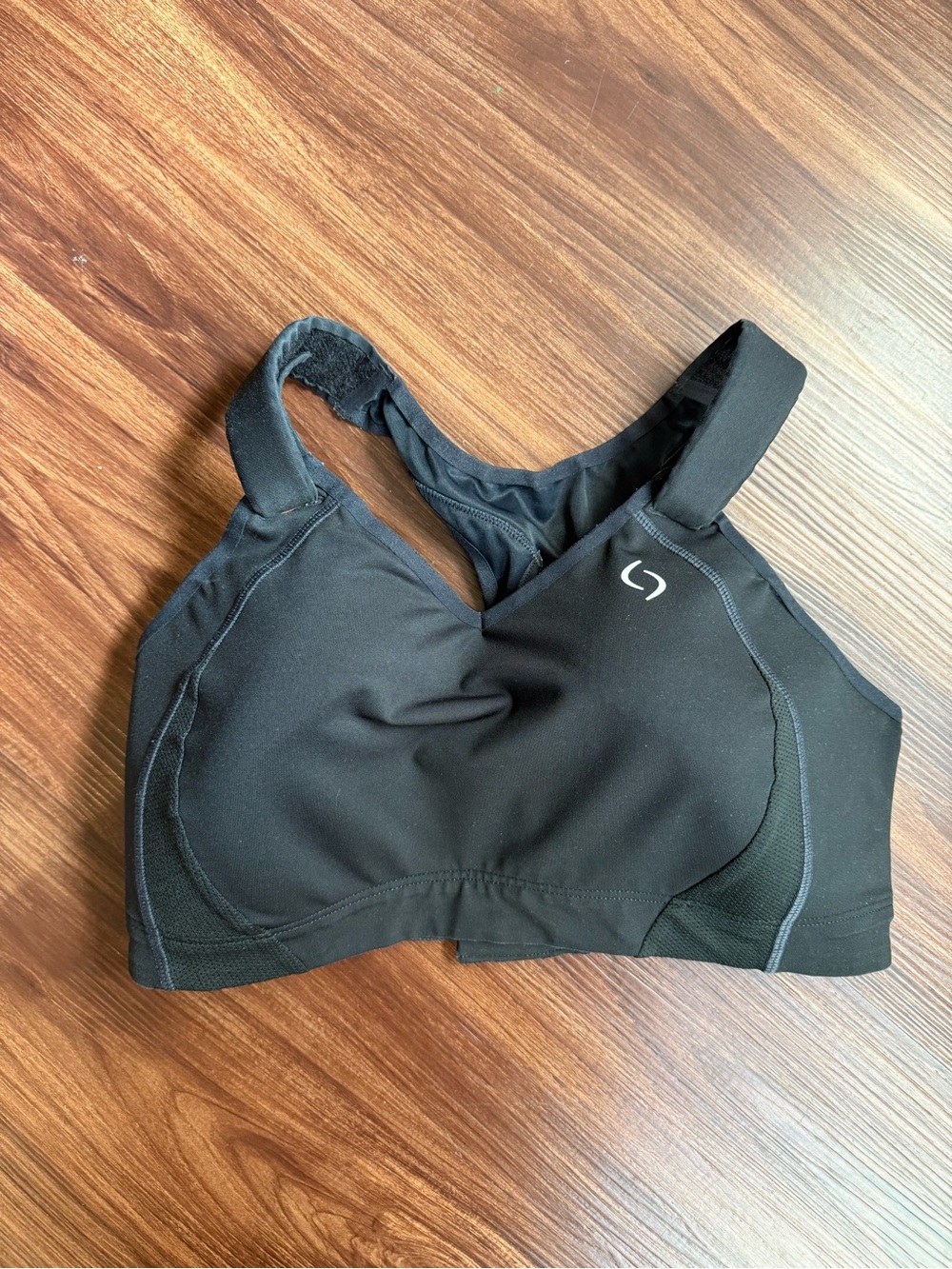 Champion Black Racerback Sports Bra with Light Logo